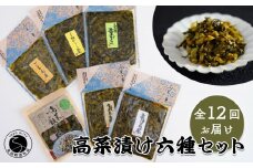【12回定期便】高菜乃華 6個入りセット 高菜漬一筋-前田食品工業 辛子めんたい高菜 辛子高菜 葉がくれ 柚子こしょう高菜 ごま高菜 高菜ご飯の素 F110-1