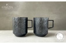 金善製陶所 80カットマグ 黒サビ絞りマット 有田焼 マグカップ ペア シンプル 食器 ブラック スタイリッシュ A20-465
