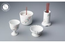 肥前赤絵窯元 鷹巣 桜花文 仏具揃え お線香立て お線香入れ 茶湯入れ お供え入れ モダン 手描き 有田焼 A75-50