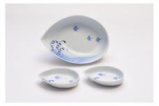 深川製磁 有田焼 染付波千鳥 刺身皿・組千代口 A75-49