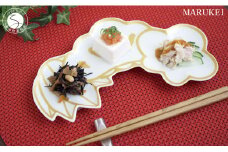 有田焼 錦金銀叩き松竹梅形前菜皿 2枚セット 食器 器 うつわ 縁起物 お正月 おせち ハレの日 丸兄商社 A20-480