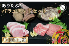 【12回定期便 豚肉7種セット】 ありたぶた バラエティSセット (豚肉7種) 12回 定期便 小分け 真空パック 豚肉 ロース バラ ウインナー ソーセージ ハンバーグ N240-2