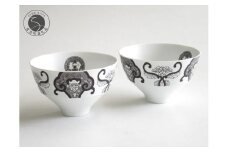 ARITA PORCELAIN LAB (アリタポーセリンラボ) JS古伊万里草花紋 ペア段付飯碗 有田焼 和食器 うつわ 器 お茶碗 ご飯茶碗 茶碗 モダン 小鉢 ボウル 2個セット ペアセット スタイリッシュ モノトーン 25000円 A25-435