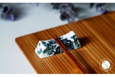 起山窯 有田焼 染付 黒山水絵 箸置き 2個セット A12-130