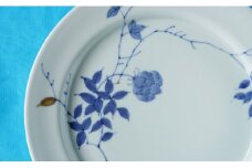 古染金彩バラ絵 八寸段付丸皿 神田陶器店 A35-252