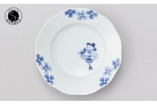 しん窯青花 夢みる異人ノーブル21cm リム皿（花束）有田焼 食器 器 うつわ 手描き プレート 小島芳栄堂 A20-498