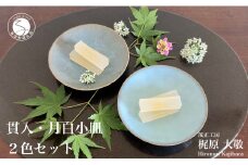 有田焼 貫入月白小皿 2色セット【梶原大敬 茂正工房】器 うつわ 食器 皿 取皿 小皿 菓子皿 2枚 セット ペア 青磁 貫入 青 夏 上品 シンプル 作家 ろくろ 電子レンジ対応 A15-296