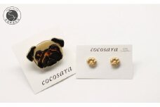 cocosara 有田焼 たれ耳が特徴のパグのブローチとぷにぷに肉球のピアスでコーディネート 犬好き わんこ かわいい パグ ブローチ 肉球 ピアス ニッケルフリー A10-254