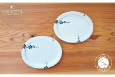 金善製陶所 21.5cm リム楕円プレート 梅香紋 2枚 有田焼 食器 器 うつわ プレート A25-458