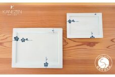金善製陶所 リム長角プレート 梅香紋 2種・2枚 有田焼 食器 器 うつわ プレート A25-459