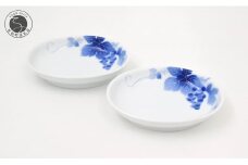 深川製磁 有田焼 ブルーワイナリー ペア楕円 和皿 ブルー＆ホワイト エアログラフ ブドウの絵 食器 取皿 白磁 うつわ A25-463