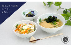 有田焼 彩り ぶどう お碗 大中小3点セット 大慶 食器 うつわ 器 普段使い ボウル 鉢 A30-466