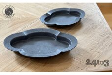 有田焼 ショウ塗 木瓜皿 L / Mセット 各1枚 化粧箱入り 24to3 西富陶磁器 A25-474