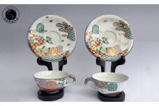有田焼 金蘭手 花兎文 ( はなうさぎもん ) ペア カップ＆ソーサー 【有田焼 花伝作】 伝統柄 縁起物 華やか アールヌーボー ギフト A110-50