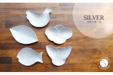 有田焼 型変わり雲母 SILVER 銘々皿 5枚セット まるふく シルバー 取皿 花 鳥 葉 魚 蝶 銘々皿 ギフト プレゼント 贈答 A30-479