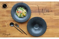 有田焼 Wave黒陶 パスタ皿 2枚セット まるふく パスタ皿 メインディッシュ おしゃれ イタリアン ペア 和食器 食器 うつわ 器 おしゃれなパスタ皿 ペアパスタ皿 2個セット 洋食 黒 黒い器 プレート マット ペア 35000円 A35-271