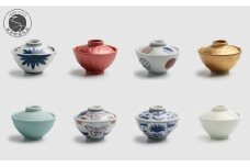 有田焼 豆ちゃわん 8個 セット 陶磁器 伝統 ギフト ちゃわん最中 小さい 可愛い かわいい レトロ 手書き 青 染付 金 ゴールド 赤 レッド 赤絵 アリタカラ A80-44