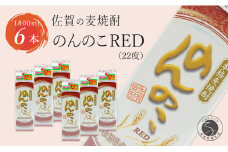 フルーティーで果実を感じるあじわい 本格麦焼酎 のんのこRED パック 22度 1800ml【6本】宗政酒造 佐嘉蔵屋 焼酎 麦 プリン体ゼロ ハイボール S30-4