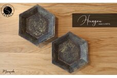 【まるふくオリジナル】有田焼 Hexagon ブロンズ雲金２個セット まるふく 食器 うつわ 取り皿 六角皿 和食器 A30-492