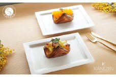 有田焼 21cm リム長角プレート ホワイトブレブ 2枚 セット【金善製陶所】食器 器 うつわ 磁器 陶磁器 プレート リムプレート デザート皿 長角皿 皿 シンプル ペア 白 A25-576