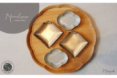 有田焼 mamekozara（Gold・Green）4枚セット【まるふく】食器 器 うつわ 豆皿 小皿 ギフトセット おしゃれ ゴールド 木瓜型 A20-562