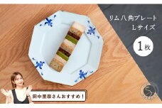 【田中里奈さんおすすめ！】有田焼 リム八角プレートLサイズ 1枚【皓洋窯】食器 器 うつわ 染付 青 八角 和食 ワンプレート トンバイ塀 サブレ おうち カフェA15-292