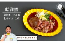 【はっしーさんおすすめ！】有田焼 皓洋窯 菊割オーバル皿 Lサイズ 1枚【皓洋窯】食器 器 うつわ 花型 黄色 イエロー ワンプレート レモンステーキ A15-293