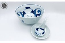 有田焼 江戸情緒の奴だこの丼とレンゲのセット【しん窯 青花】【佐賀県陶磁器工業協同組合】食器 うつわ 器 丼ぶり 丼 レンゲ うどん ラーメン お正月 手描き 江戸 歌舞伎 プレゼント ギフト A30-550