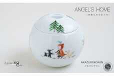 有田焼 Angel’s home 天使たちのおうち AKAZUKINCHAN -アカズキンチャン-【よう楽庵・たかす】丸型 ペット 骨壺 小型犬 犬骨壺 猫骨壺 動物骨壺 仏具 ミニ 骨壺 メモリアルポット A160-13