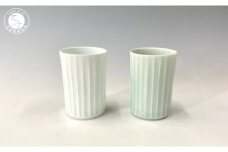 有田焼 白磁・青白磁稜線カップ（ペア）【中仙窯・中尾純作】カップ 湯呑 食器 器 うつわ 白磁 青白磁 伝統工芸 作家 ペア A50-256