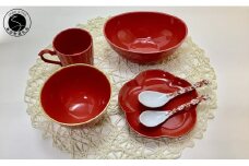 【アウトレット】有田焼 華やか 赤釉 6点 セット【 幸楽窯 / YUIKA Lab 】アウトレット 訳あり 食器 器 うつわ 楕円ボウル 皿 飯碗 コップ スプーン A25-553