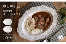 有田焼 切り紙文様のレリーフ 樹葉蕾花 オーバルボウル 2個 セット (パステルアイボリー) 切り紙作家「矢口加奈子」とのコラボ【ワークショップワイズケイ】食器 皿 楕円皿 パスタ皿 パスタボウル カレー皿 スープボウル 白色 ギフト A55-128
