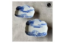有田焼 染付霊峰富士に波濤文 小向付 2枚 【有田焼 花伝作】食器 器 和皿 皿 小皿 伝統文様 縁起物 富士山 A40-360