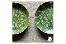 有田焼 織部釉睡蓮彫和皿 2枚【有田焼 花伝作】食器 器 和皿 皿 緑 上品 A20-593