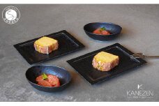 有田焼 21cm リム長角 プレート / 14cm オーバルボウル 4枚 セット【金善製陶所】食器 プレート 皿 セット おしゃれ モダン 電子レンジ対応 磁器 デザイン 黒 長角皿 ボウル 40000円 4万円 A40-362