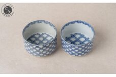 有田焼 青海波 手造り向付 2個セット【染付の器 匠】食器 器 うつわ 手描き 手づくり 青海波 点描 どんぶり 抹茶碗 向付 電子レンジ対応 85000円 A85-29