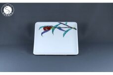 有田焼 角平皿 22cm〈侘助文〉赤【赤絵白磁硯処 雪月花】食器 器 うつわ 手描き 伝統工芸 ギフト 贈り物 80000円 8万円 A80-52