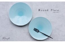 有田焼 青白磁 Round Plate 2枚セット【まるふくオリジナル】食器 器 うつわ 2枚 セット ペア 皿 大皿 プレート ワンプレート パスタ皿 メイン皿 青 ブルー 夏 波紋 シンプル おしゃれ ギフト 電子レンジ対応 食洗機対応 3万円 30000円 A30-588
