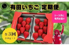 ＜予約受付＞【3回定期便】有田いちご 朝摘み完熟いちご4パックを毎月お届け！ (1月～3月の全3回) 240g×4パック【みゆきファーム】有機肥料にこだわった美味しいいちごです いちごさん F35-15