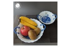 有田焼 華山窯 鉄仙花バスケット（大・小）2個 セット【東洋セラミックス】食器 器 うつわ 鉢 ボウル 手描き 果物入れ バスケット インテリア 2個 セット35000円 A35-355