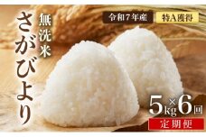 先行予約 [令和7年産] ＜定期便6回＞ 特A評価 さがびより 無洗米 5kg×6回