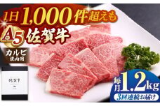 【全3回定期便】佐賀牛 カルビ 400g ( 焼肉用 ) 【山下牛舎】 [HAD094] 牛肉 定期便 焼肉 A5 黒毛和牛 佐賀 ギフト キャンプ BBQ 3回 3ヶ月 定期 a5
