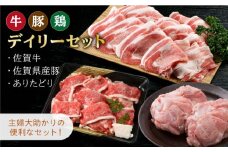 【おうちごはんを応援】三栄のデイリーセット＜牛 豚 鶏＞【肉の三栄】 [HAA059] 牛 豚 鶏 佐賀牛 切り落とし 鶏肉 豚肉 ありたどり 牛肉 黒毛和牛 佐賀 和牛