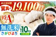 ＜15年連続特A評価＞【全3回定期便】さがびより 無洗米 10kg ( 5kg×2袋 ) 【五つ星お米マイスター厳選】 [HBL047]特A評価 特A 佐賀 ブランド米 ご飯 米 お米