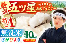 ＜15年連続特A評価＞【全12回定期便】さがびより 無洗米 10kg ( 5kg×2袋 ) 【五つ星お米マイスター厳選】 [HBL049] 特A評価 特A 佐賀 ブランド米 ご飯 米 お米