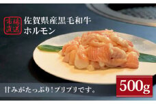 【甘みたっぷりプリプリ食感】佐賀県産黒毛和牛 ホルモン 500g【山下牛舎】 [HAD108] 牛肉 もつ鍋 もつ 黒毛和牛 佐賀