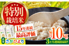 【先行予約】【全3回定期便】特別栽培米 さがびより 玄米 10kg【だいちの家】[HAG019]