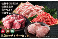 【おうちごはんに】ミンチ付き！三栄のデイリーセット 【肉の三栄】 [HAA091] 牛 豚 鶏肉 セット 佐賀牛 切り落とし ミンチ 牛肉 豚肉 鶏 黒毛和牛 ありたどり 佐賀県産