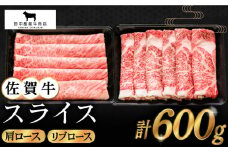 【2度の農林水産大臣賞】佐賀牛 スライス 600g ( 肩ロース・リブロース 各300g ) 【田中畜産牛肉店】 [HBH084]