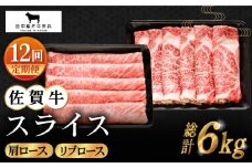【全12回定期便】佐賀牛 スライス 500g ( 肩ロース・リブロース 各250g ) 【田中畜産牛肉店】 [HBH087]